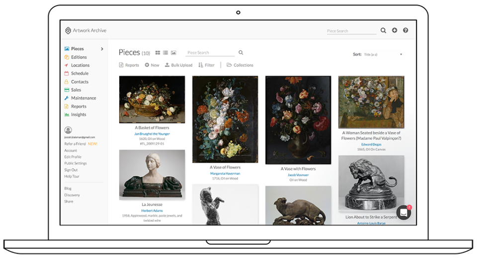 screenshot of Artwork Archive